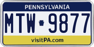 PA license plate MTW9877