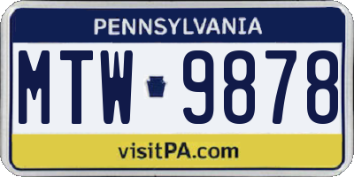 PA license plate MTW9878