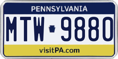 PA license plate MTW9880