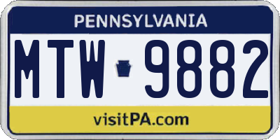 PA license plate MTW9882