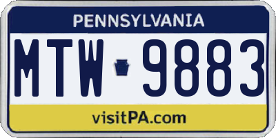 PA license plate MTW9883