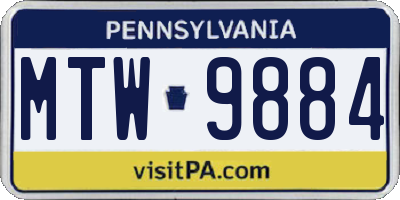 PA license plate MTW9884