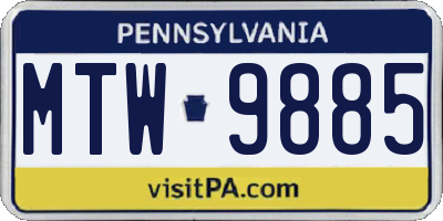 PA license plate MTW9885