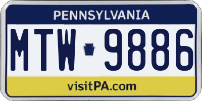 PA license plate MTW9886