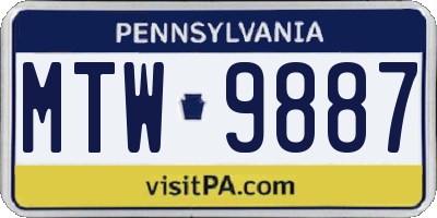 PA license plate MTW9887