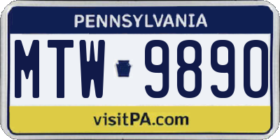 PA license plate MTW9890