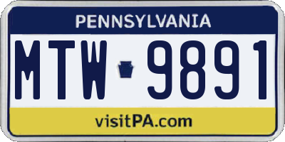 PA license plate MTW9891
