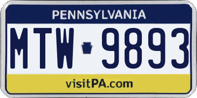 PA license plate MTW9893