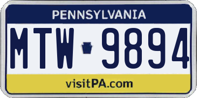 PA license plate MTW9894
