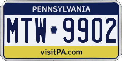 PA license plate MTW9902