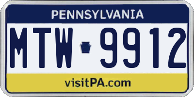 PA license plate MTW9912