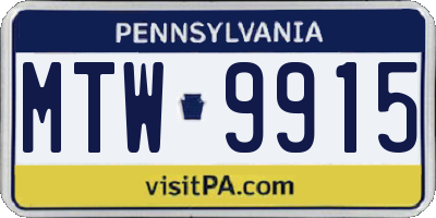 PA license plate MTW9915