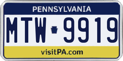 PA license plate MTW9919