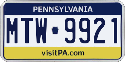 PA license plate MTW9921