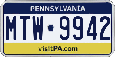 PA license plate MTW9942