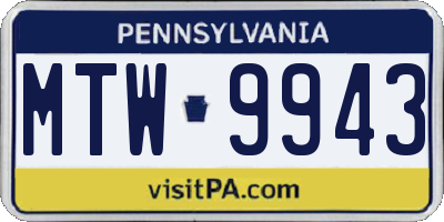 PA license plate MTW9943