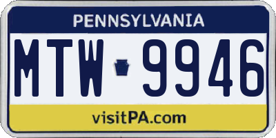 PA license plate MTW9946