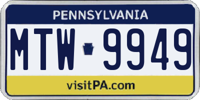 PA license plate MTW9949