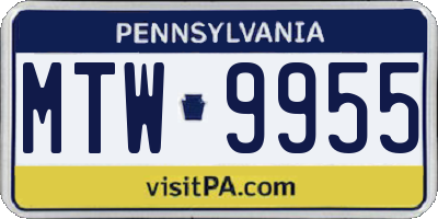 PA license plate MTW9955