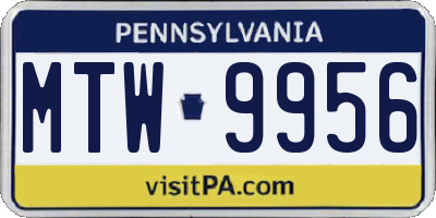 PA license plate MTW9956