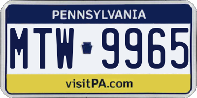 PA license plate MTW9965
