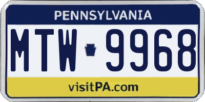 PA license plate MTW9968