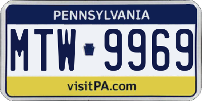 PA license plate MTW9969