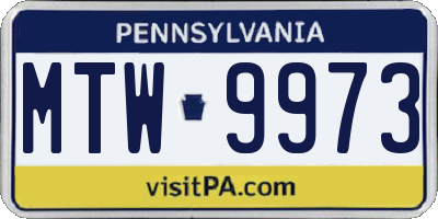 PA license plate MTW9973