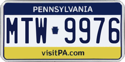 PA license plate MTW9976