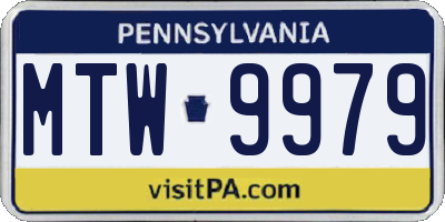 PA license plate MTW9979