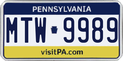 PA license plate MTW9989