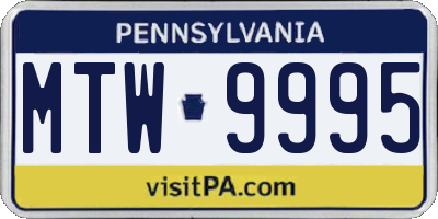 PA license plate MTW9995