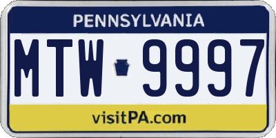 PA license plate MTW9997