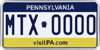PA license plate MTX0000