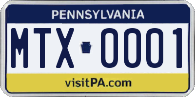 PA license plate MTX0001