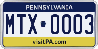 PA license plate MTX0003