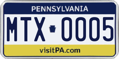 PA license plate MTX0005