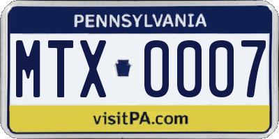 PA license plate MTX0007
