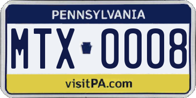 PA license plate MTX0008