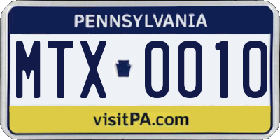 PA license plate MTX0010