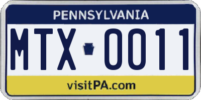 PA license plate MTX0011