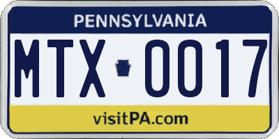 PA license plate MTX0017
