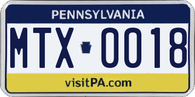 PA license plate MTX0018