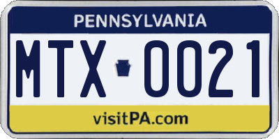 PA license plate MTX0021
