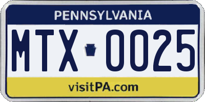 PA license plate MTX0025