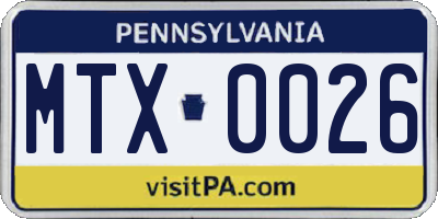 PA license plate MTX0026