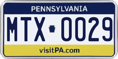 PA license plate MTX0029