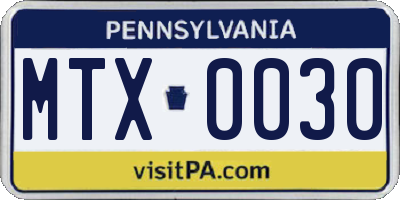 PA license plate MTX0030