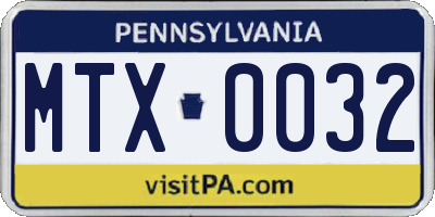 PA license plate MTX0032