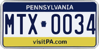 PA license plate MTX0034